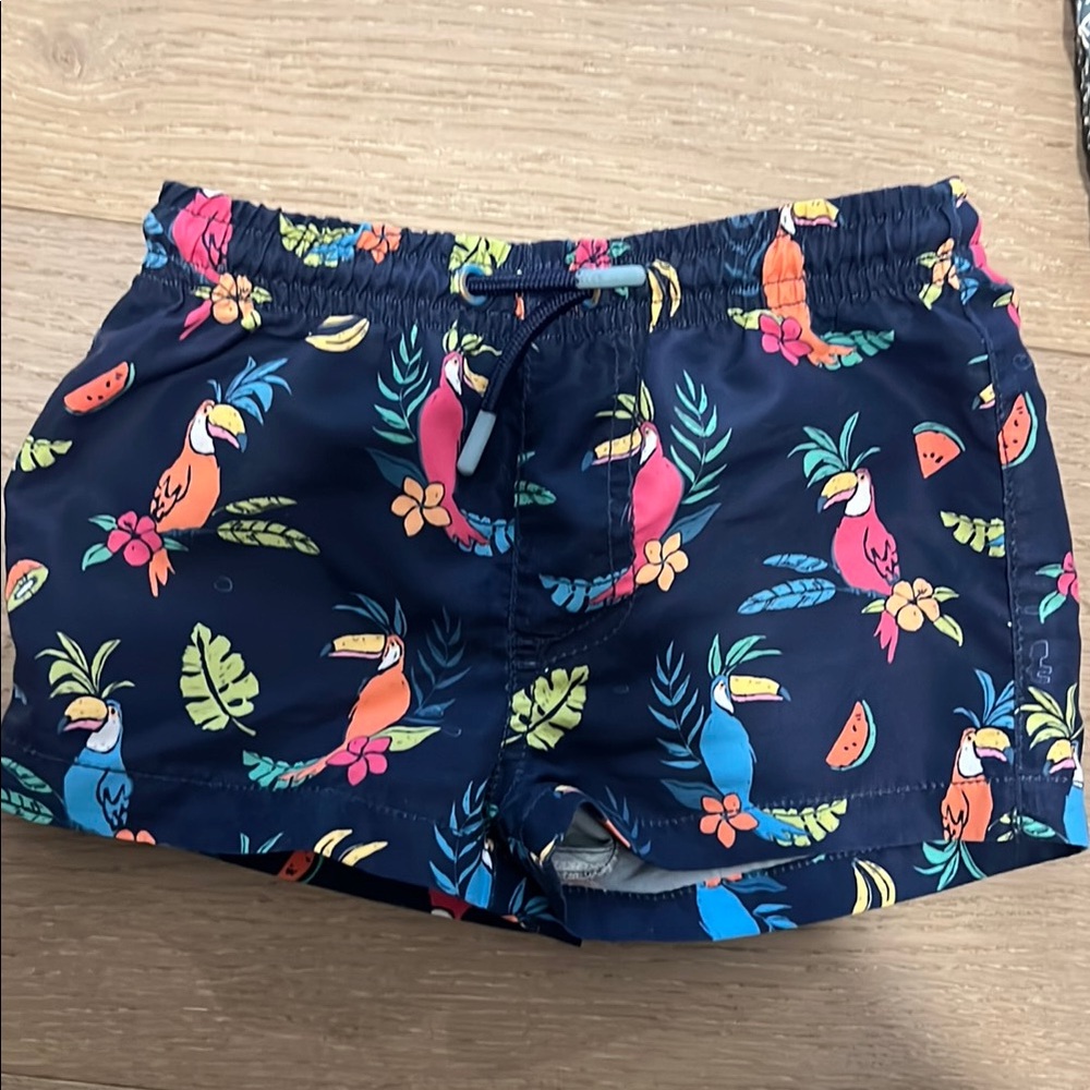 Zara Toddler Boys Colorful Parrot Print Swim Shorts